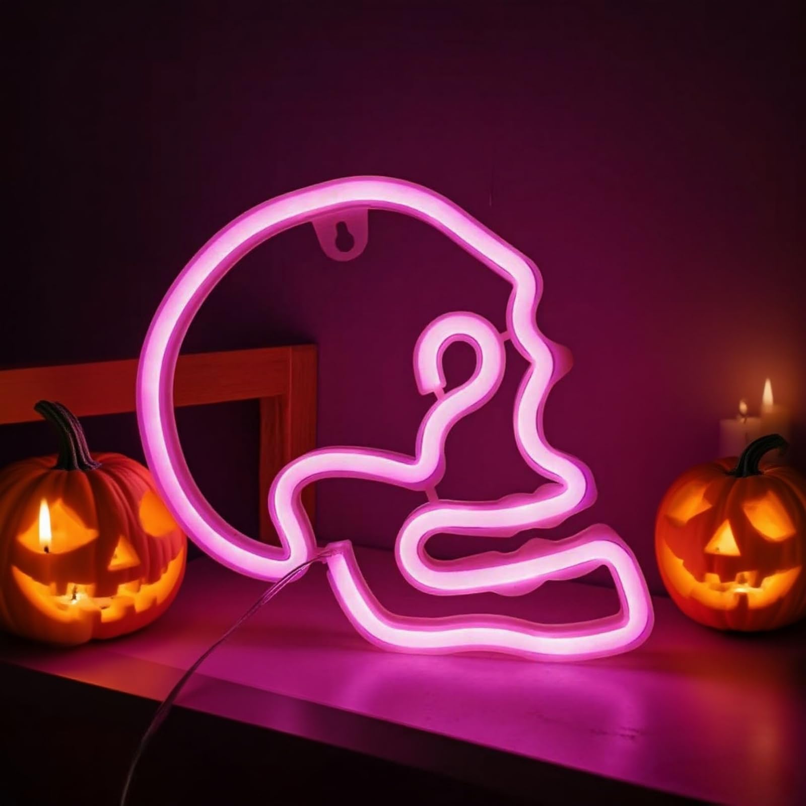 Neonowe znaki LED, lampa dekoracyjna w stylu Halloween, na walentynki, urodziny, wesele, przyjęcie, dekoracja domu, bateria i zasilanie USB, sztuka, dekoracja ścienna, 3 szt