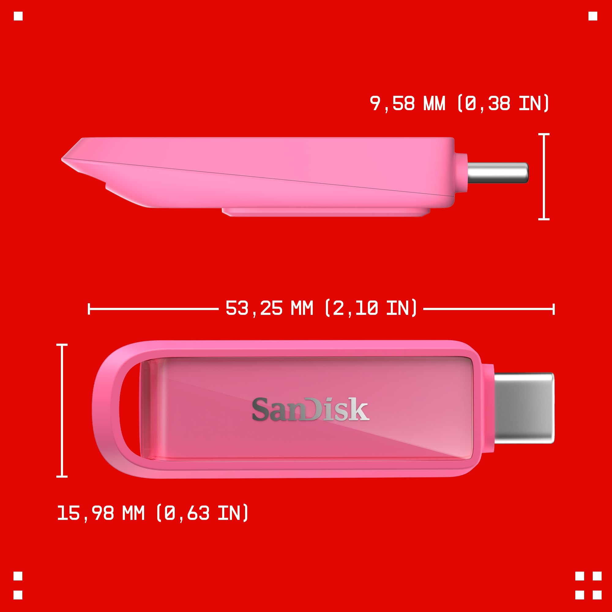 SanDisk Phone Drive con USB Type-C 1 TB (para teléfonos Inteligentes, tabletas y Ordenadores, velocidades de 150 MB/s, Haz copias automáticas, recuperación de Datos) - Rosa Estrella de Mar