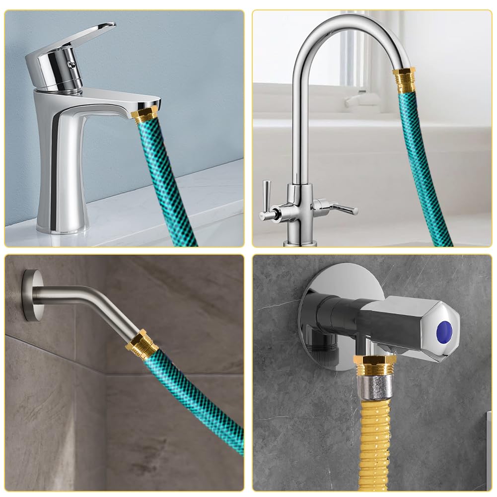 Adaptateur de robinet en laiton avec joints - Avec filetage extérieur M24 vers M20 et adaptateur AG 3/4" vers IG 1/2" pour tuyau d'arrosage, douche, machine à laver