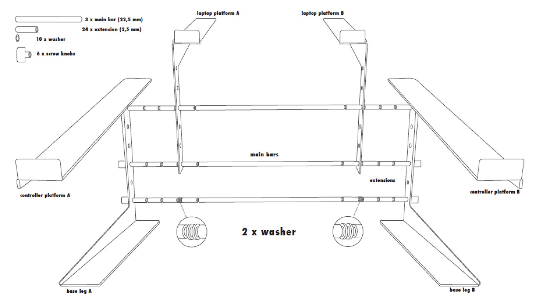 PROEL LTS007C - Supporto Professionale Regolabile Per DJ Controller/Tastiere + Laptop