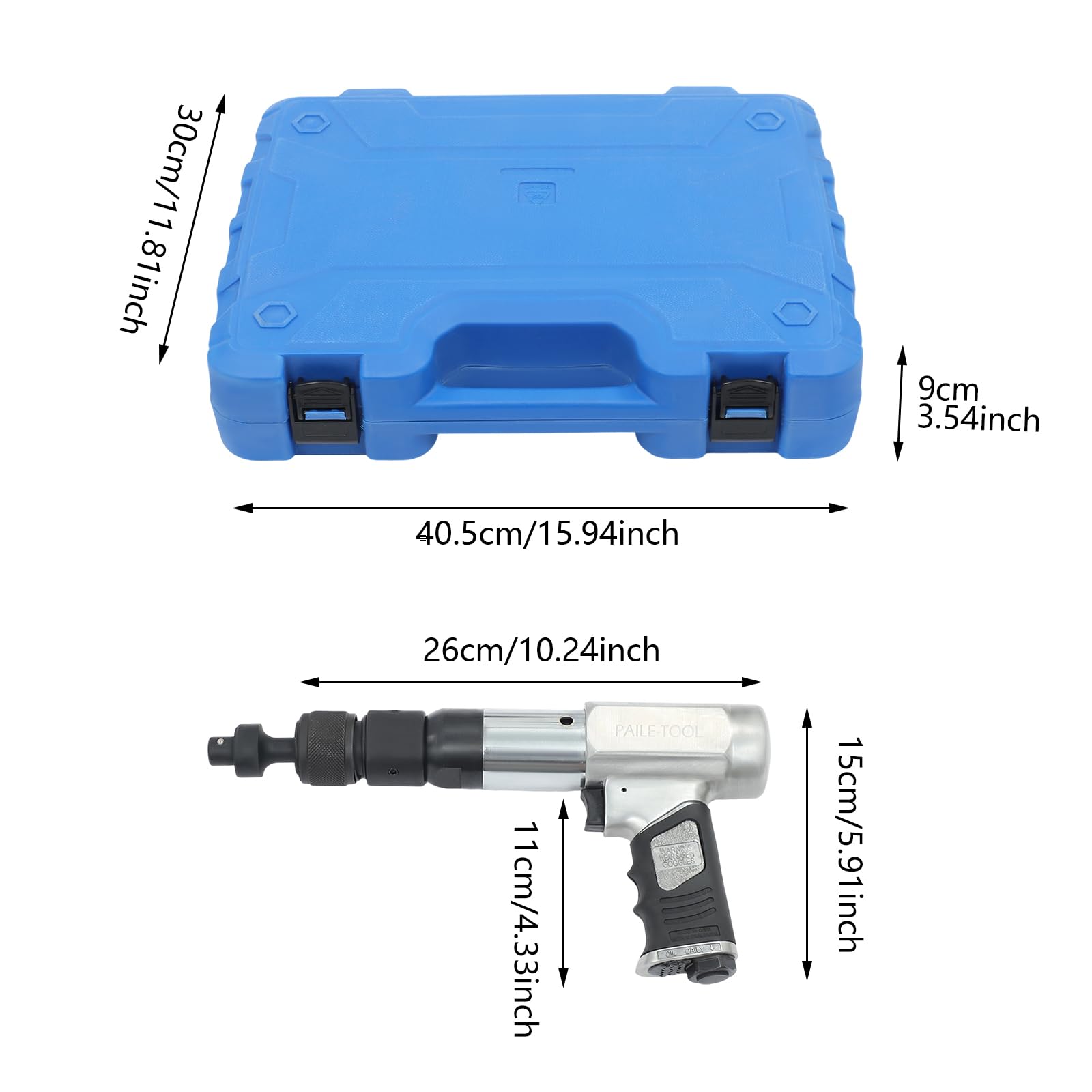 Set di martello scalpello ad aria compressa, multiuso, 2200 giri/min, martello scalpello ad aria compressa, con teste a pala, separatore per giunti sferici, punte liscianti e borsa per il trasporto
