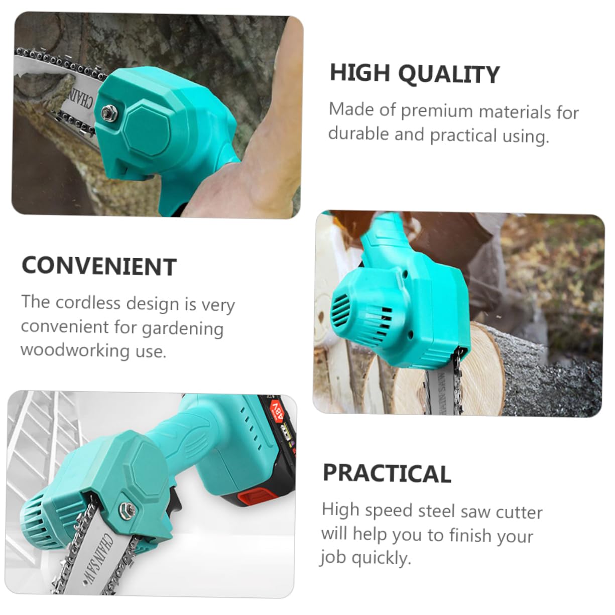 GALPADA Mini Motosega a Batteria, Elettrosega Compatta per Giardinaggio, Design senza Fili e Uso Mano, Impugnatura Comoda, Verde