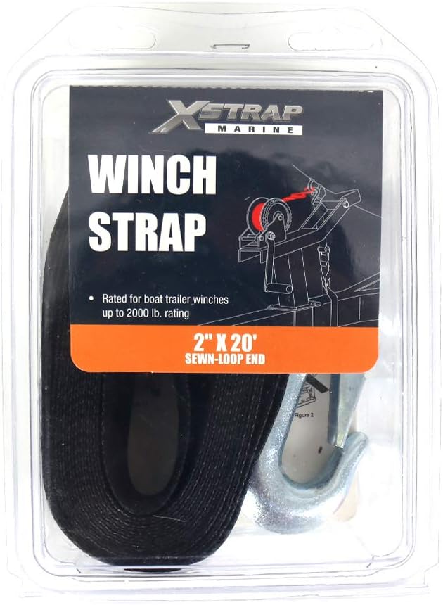 XSTRAP Boat Winch Strap with Hook - 2" x 20', 1 Pack Marine Winch Strap Replacement, Loop End for Boats, Trailer, Wave Runner, Heavy Duty Equipment : Sports & Outdoors