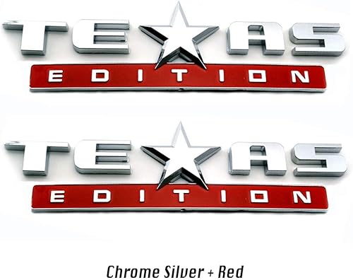 Miniatura 7 de 2 unidades plateado+rojo 3D Texas Edition Emblema Universal Calcomanía para Camión Coche Vehículo Automóvil