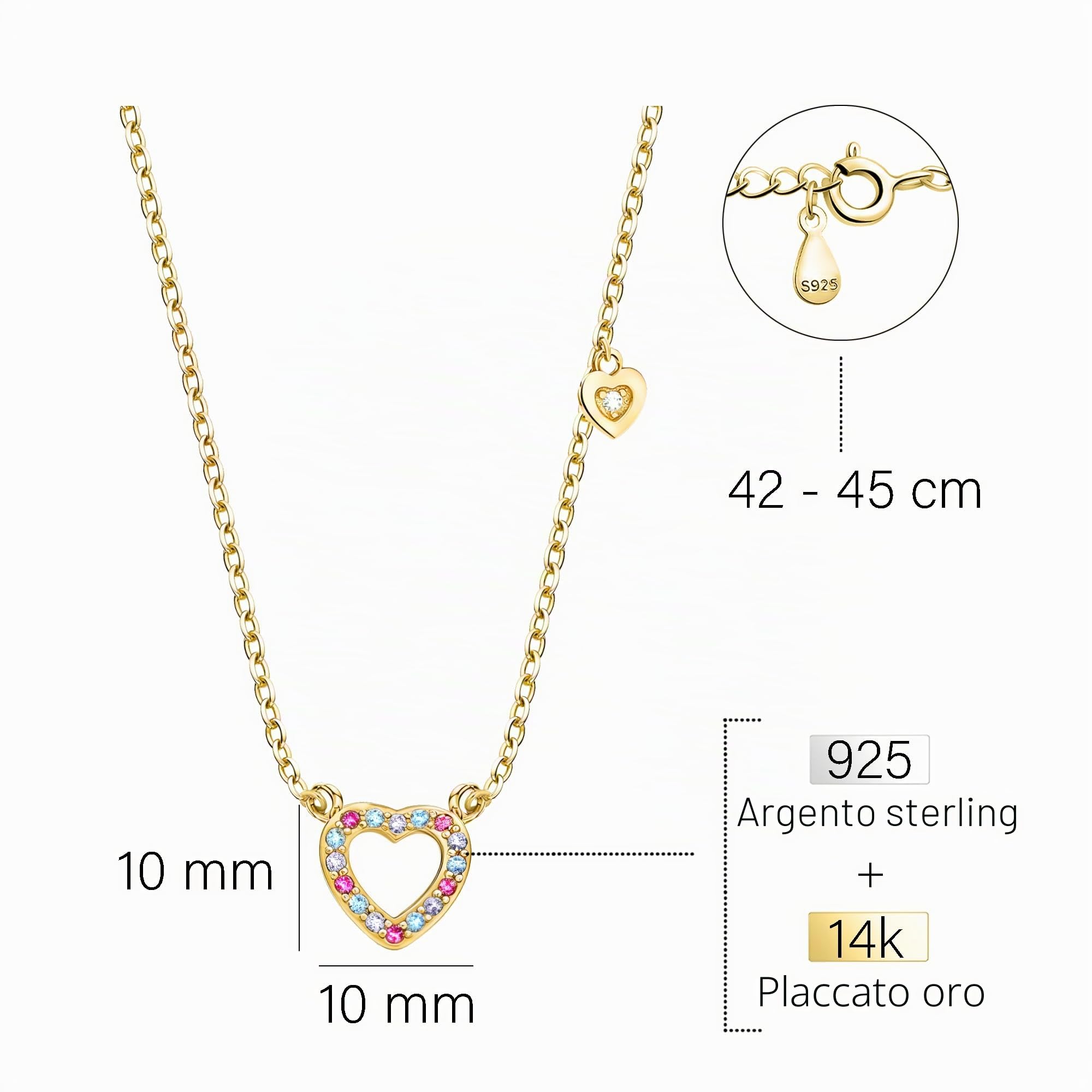 Sofia Milani - Collana da Donna in Argento 925 - con Pietra Zircone - Ciondolo a Cuore