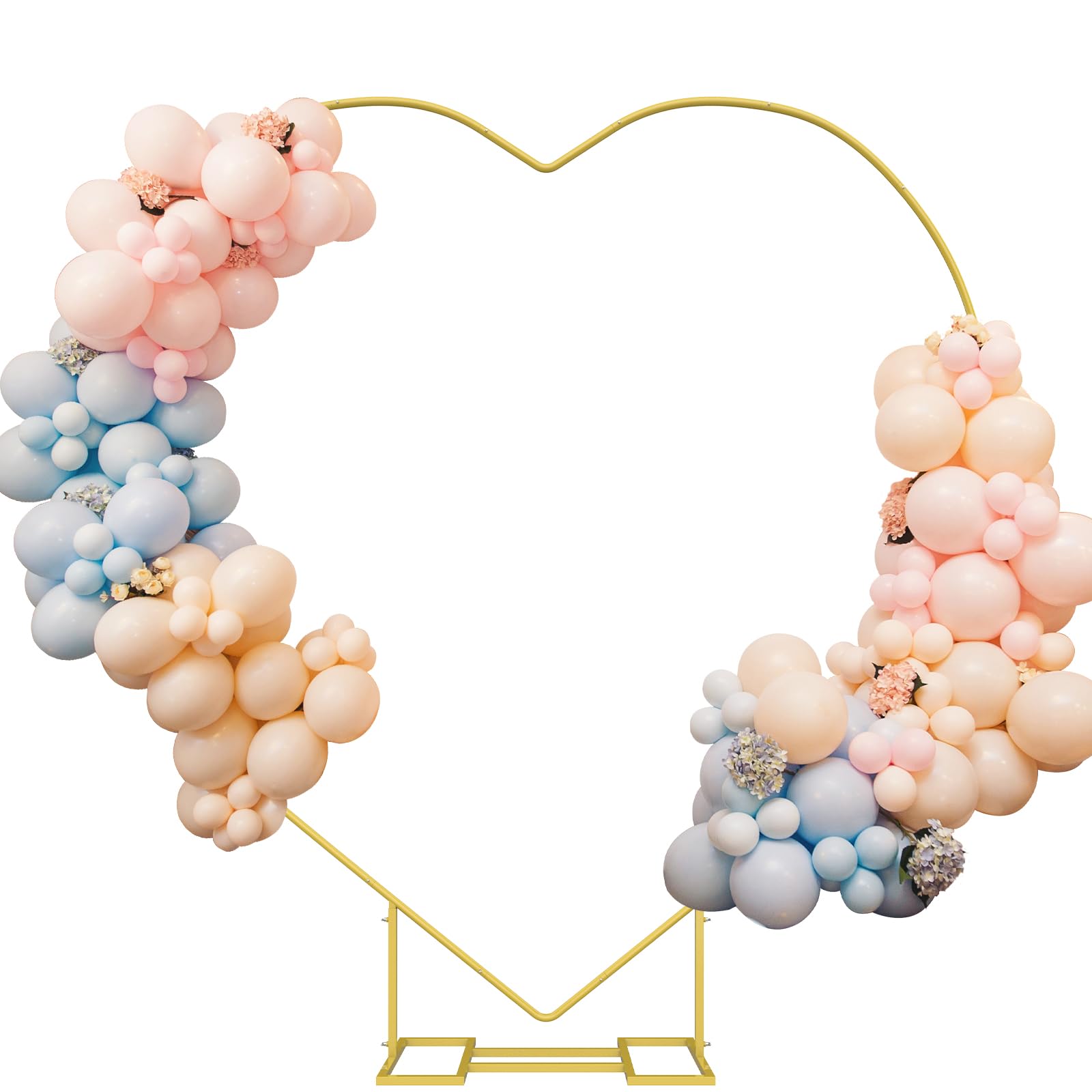 6.6FT Heart Arch, Balloon Arch Stand, 6.6ft Heart Arch Stand for Proposal, Heart Shape Metal Wedding Arch Stand for Ceremony, Valentine, Birthday Parties, Baby Shower Decoration(Gold)