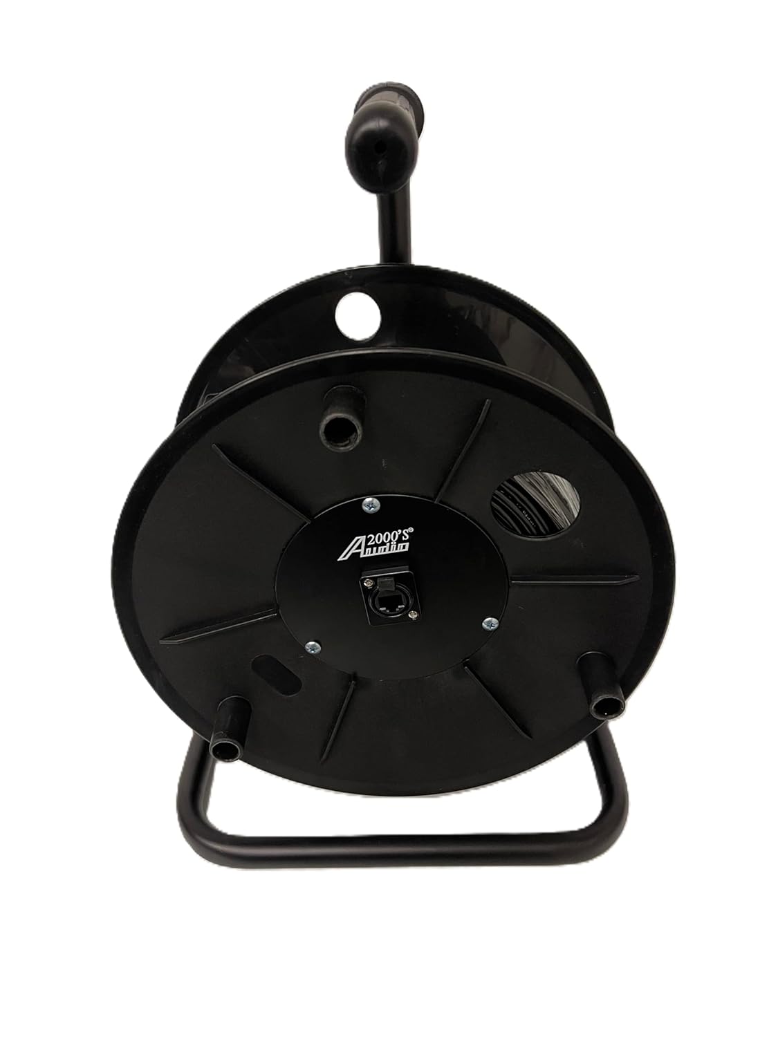 Audio2000'S E50110B 100-foot EtherCON-Compatible RJ45 UTP Double Sheath 4-Pair CAT6E Ethernet Cable on a Reel for Stage, DMX Lights, and Pro Audio, Black