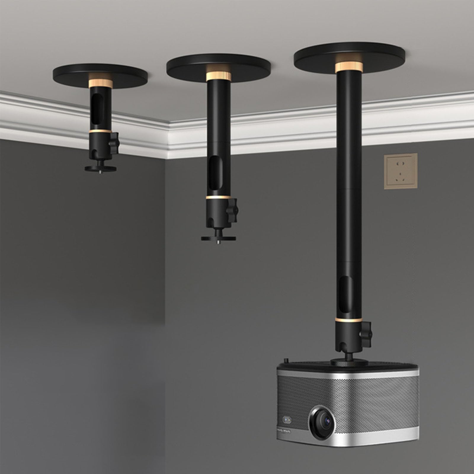 Support de plafond professionnel pour projecteur pour appareils de 1/4", supporte jusqu'à 10 kg de charge, support de suspension à écrou coulissant