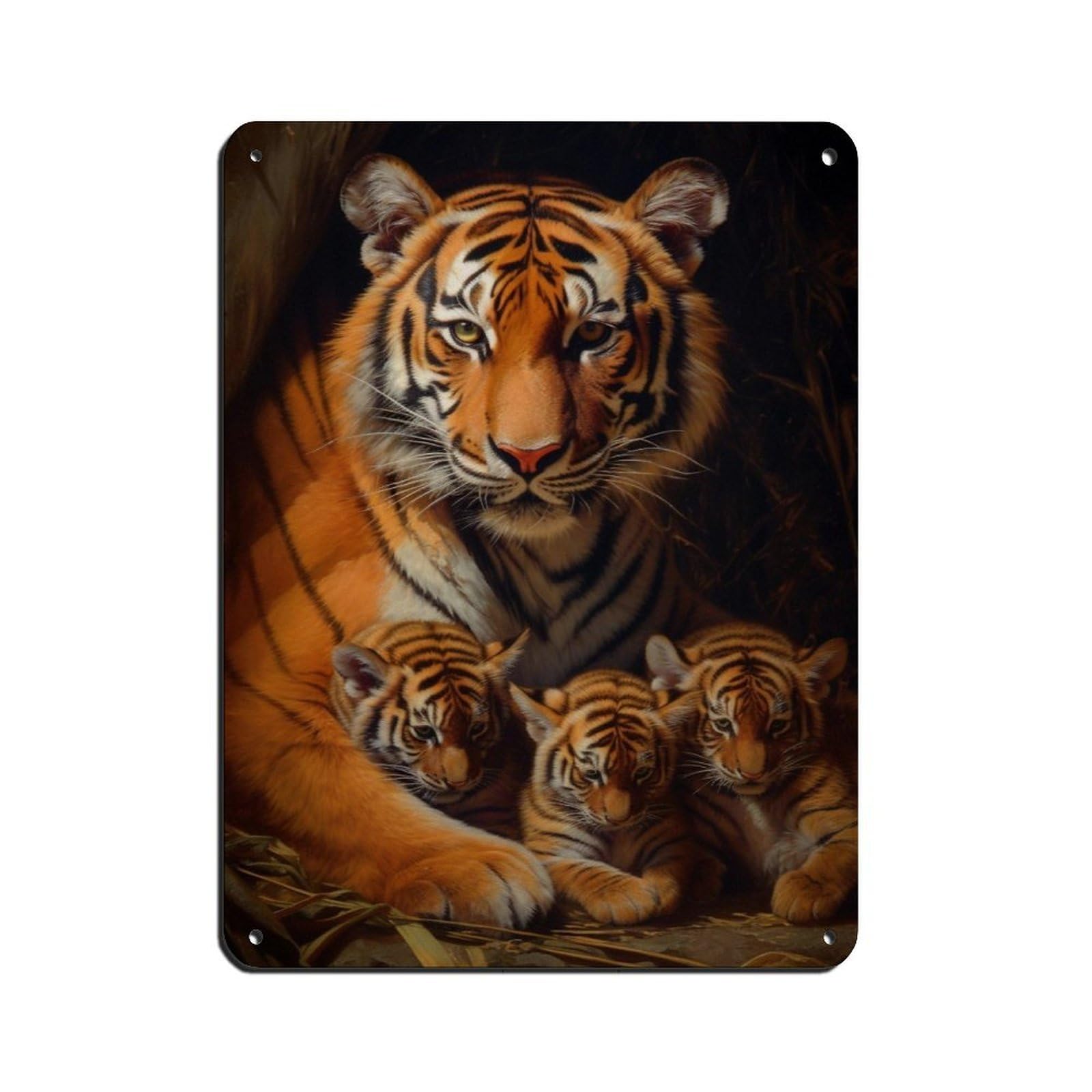 Lxwnze 30L X 40W Cm Tiger Mama（1） Tin Sign Vintage Metal Pub Club Cafe Bar Home Wall Art Decoration Poster Retro 12X16inch(30X40cm)