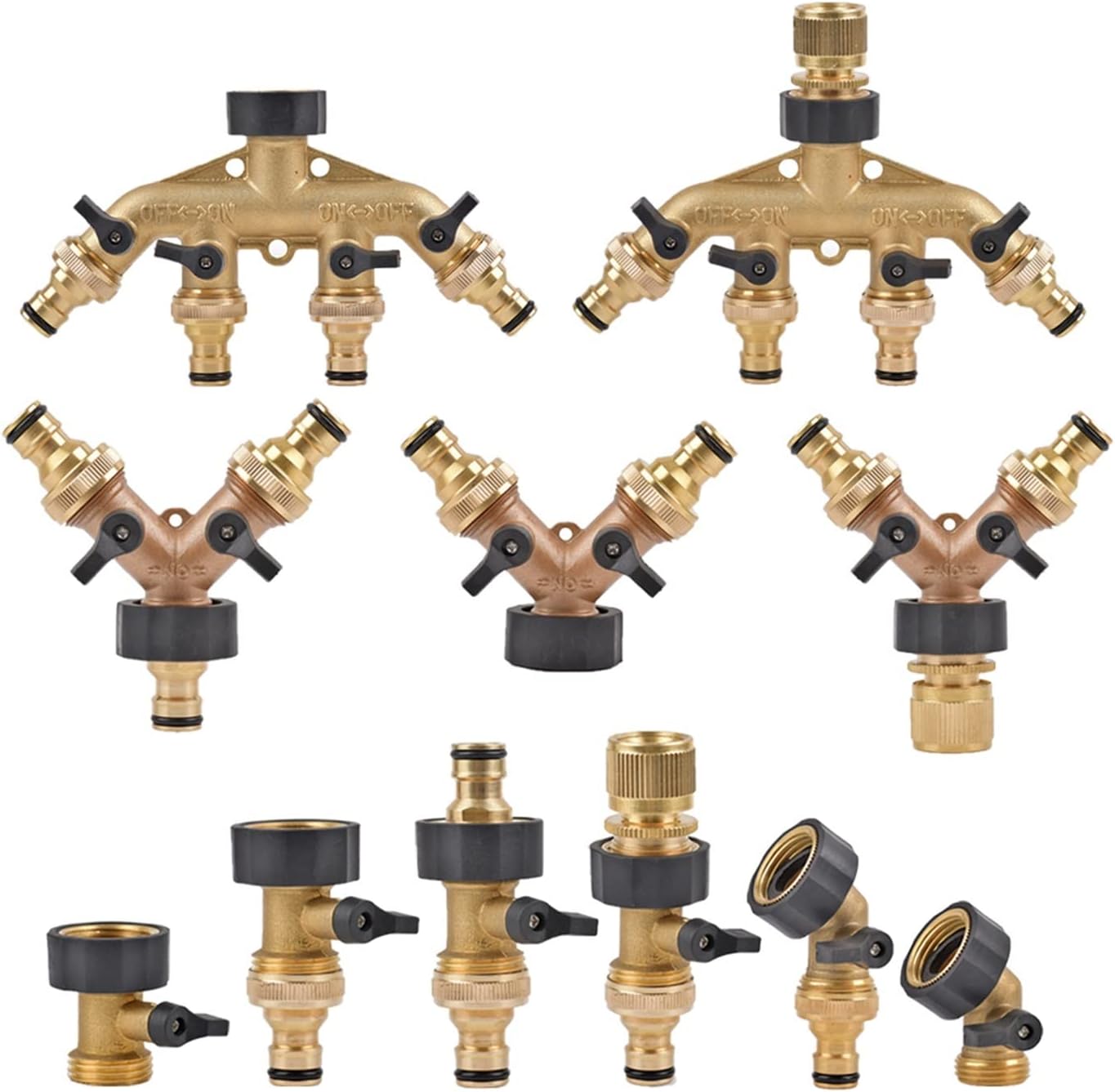 3/4 Inch 2/4-Way Brass Garden Hose Splitter Garden Tap Y-Type Watering Connector Distributor for Outdoor Faucet (Color : B)