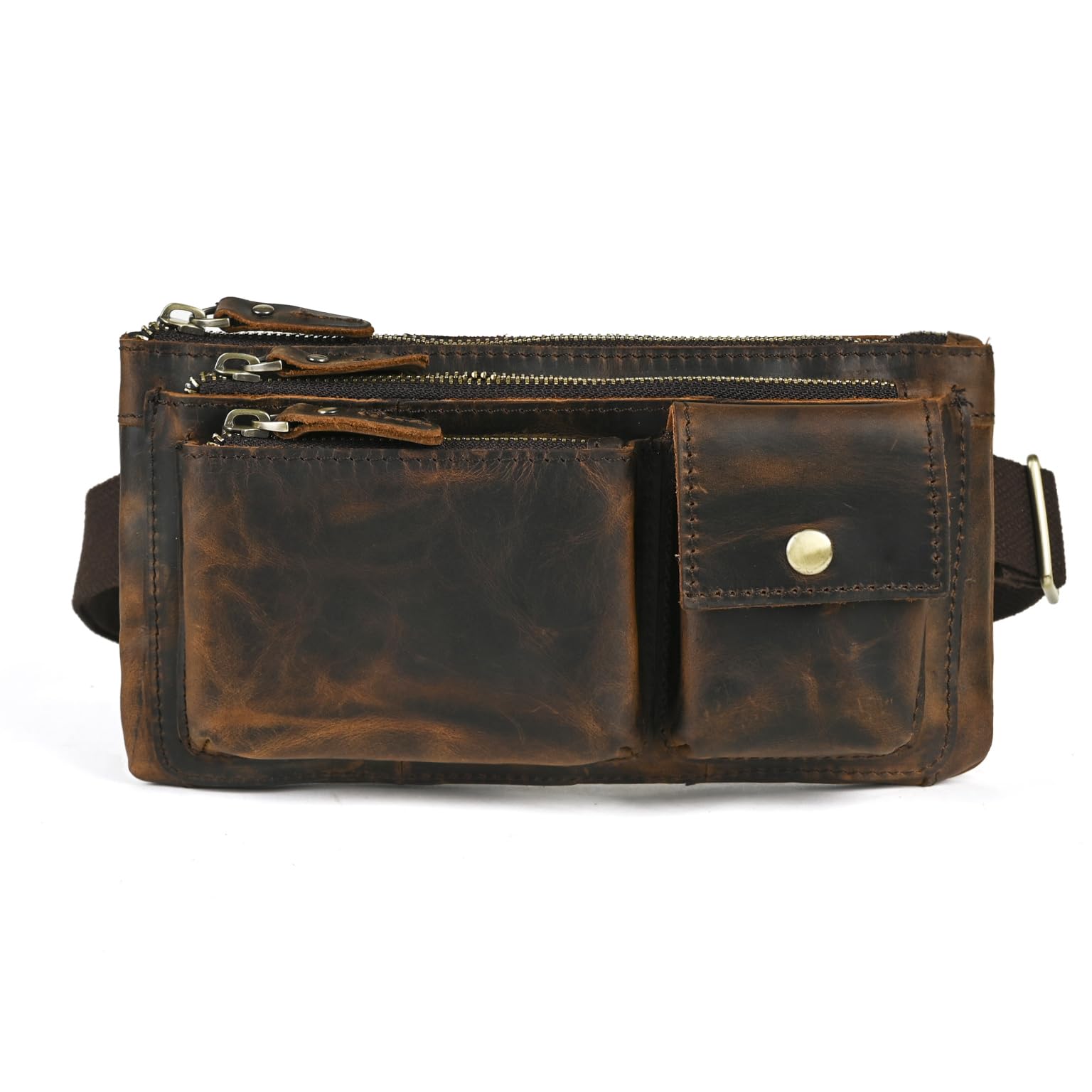 Handadsume Genuine Leather Hiking Riding Travel Fanny Waist Pack Small Phone Pouch For Men Women FB811-29 (100% Leather-Brown)