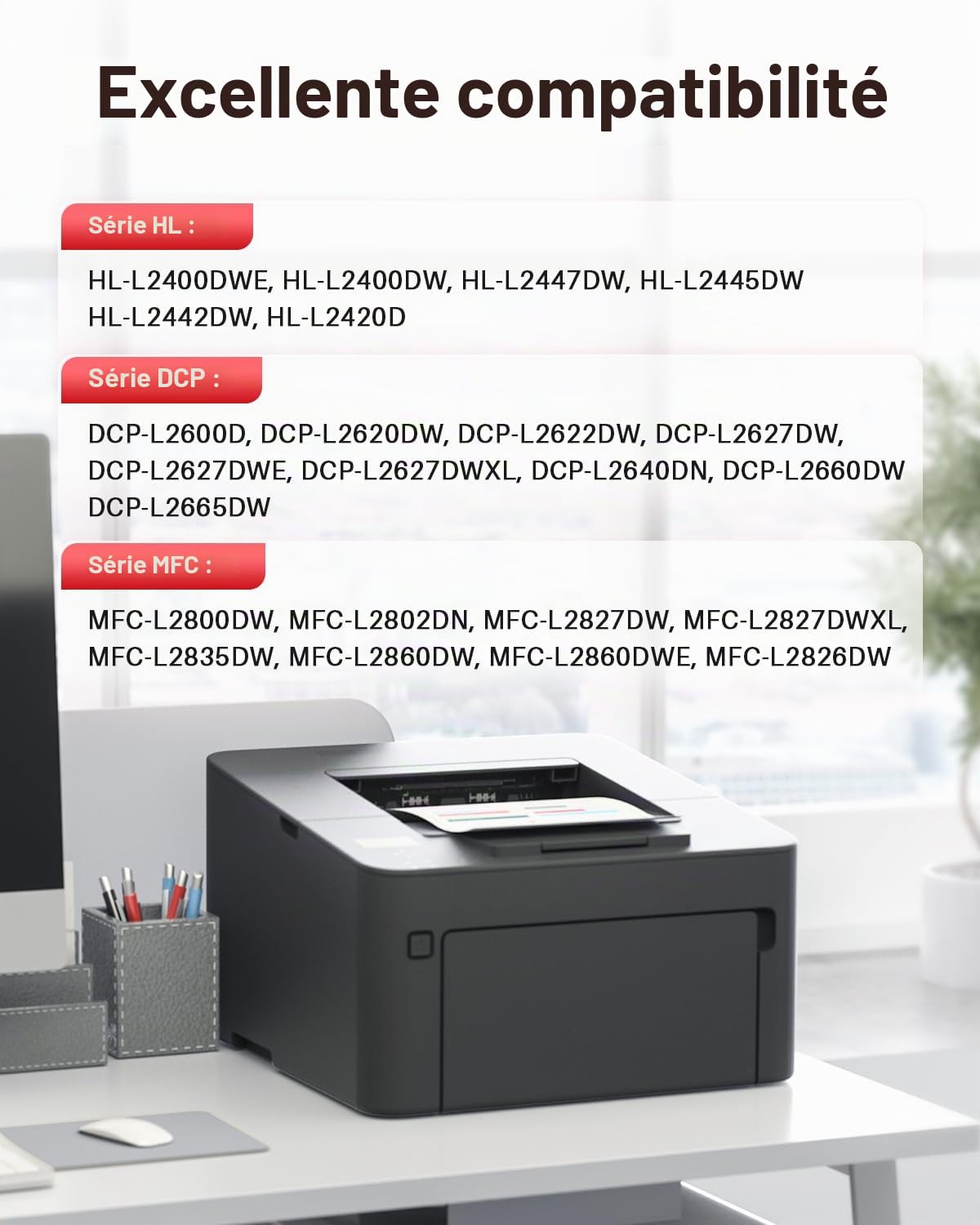 DR2510 DR-2510 Tambour 15000 Pages Compatible pour Brother HL-L2400DWE HL-L2445DW DCP-L2620DW DCP-L2627DW DCP-L2660DW DCP-L2665DW MFC-L2800DW MFC-L2827DW MFC-L2835DW MFC-L2860DW(1-per)