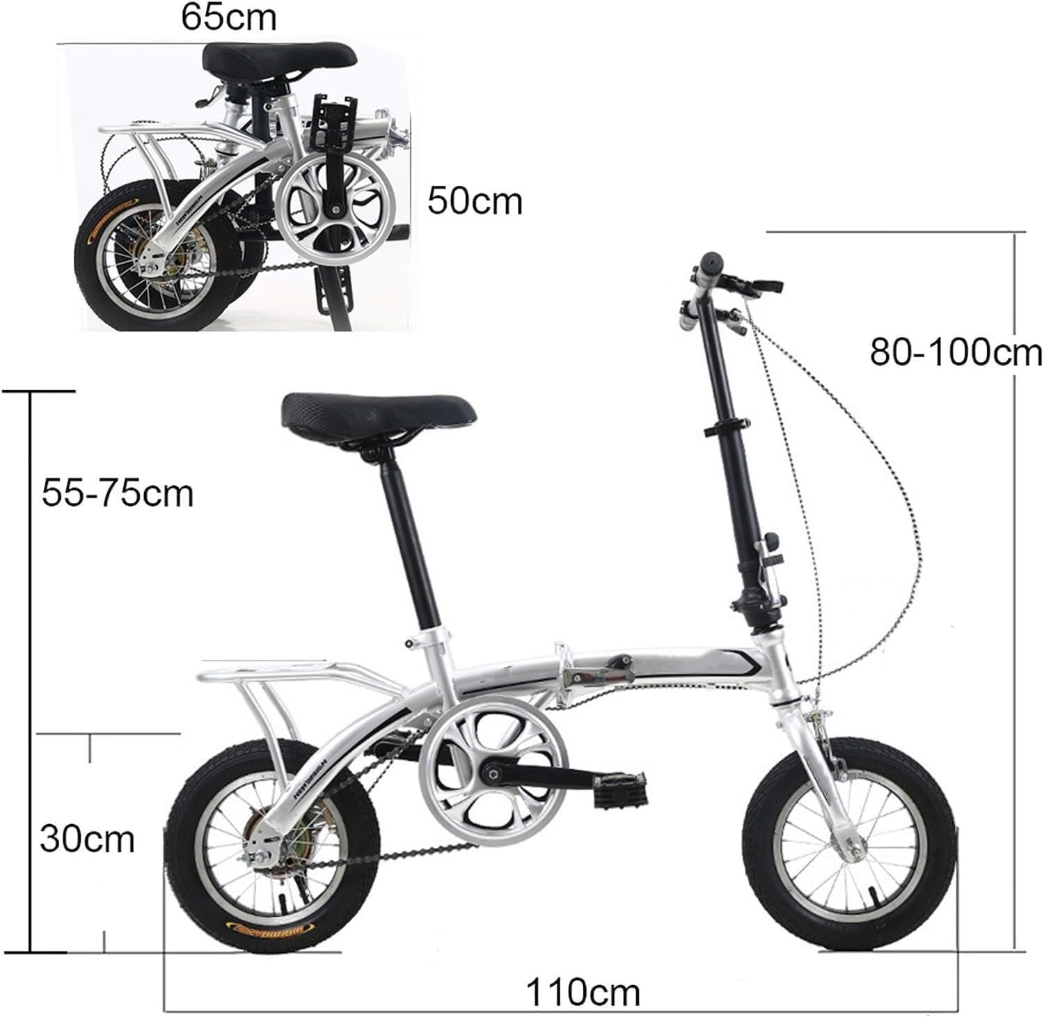 Bici Pieghevole 12 Pollici, Bici Città Compatta, Per Studenti Adulti, Mini Bici Pieghevole Leggera Per Bici Lavoro B,12inch