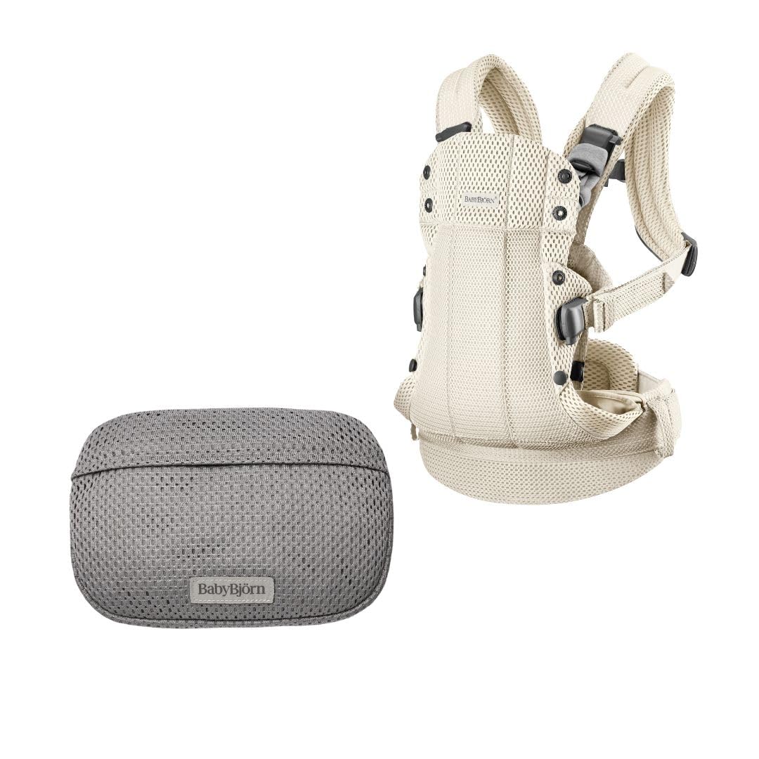 BabyBjörn Porte-bébé Harmony, Mesh 3D, Crème + Pochette pour Porte-bébé