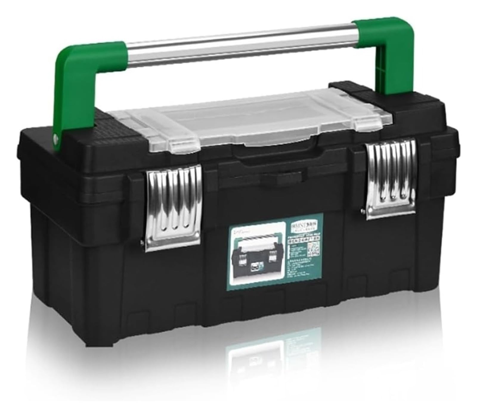 Cassetta portautensili portatile, 53,3 cm, in acciaio inox e plastica, multifunzione, con serratura in metallo, per elettricisti e riparazioni, soluzione di archiviazione durevole