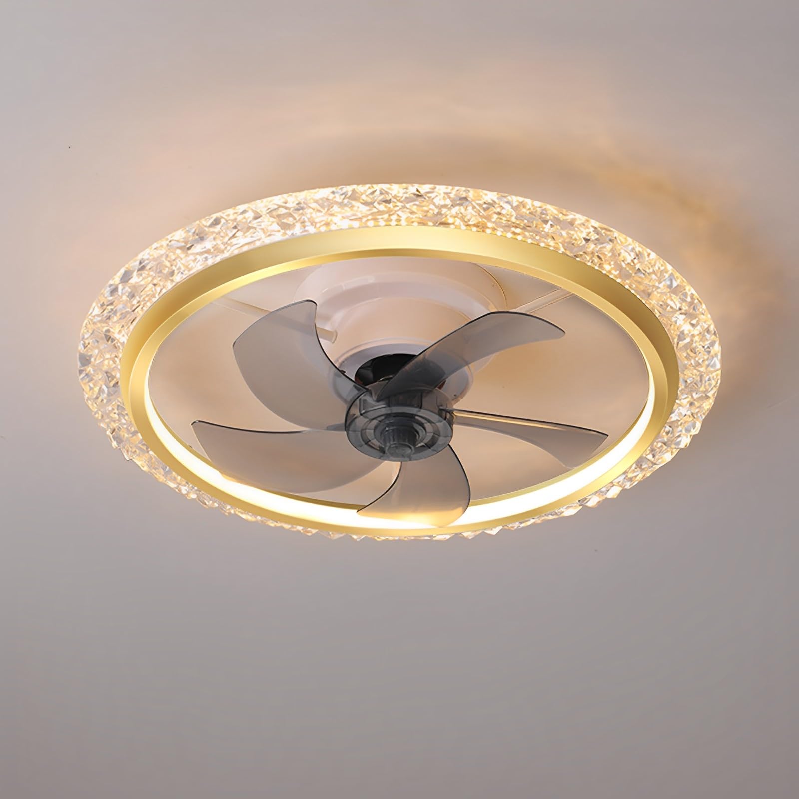 KXEcoLife Remote 6 Speed Ceiling Fan with Light Dimmable Indoor Lights Lighting Bedroom Kids Room Dining Mute Flush Mount
