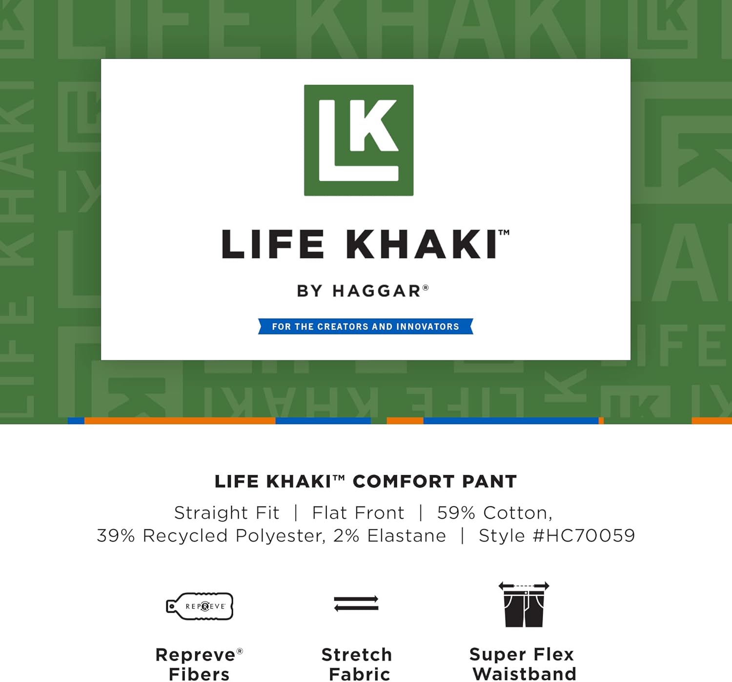 Haggar Mens Life Khaki Comfort Flat Front Straight Fit Chino Pant - Image 5