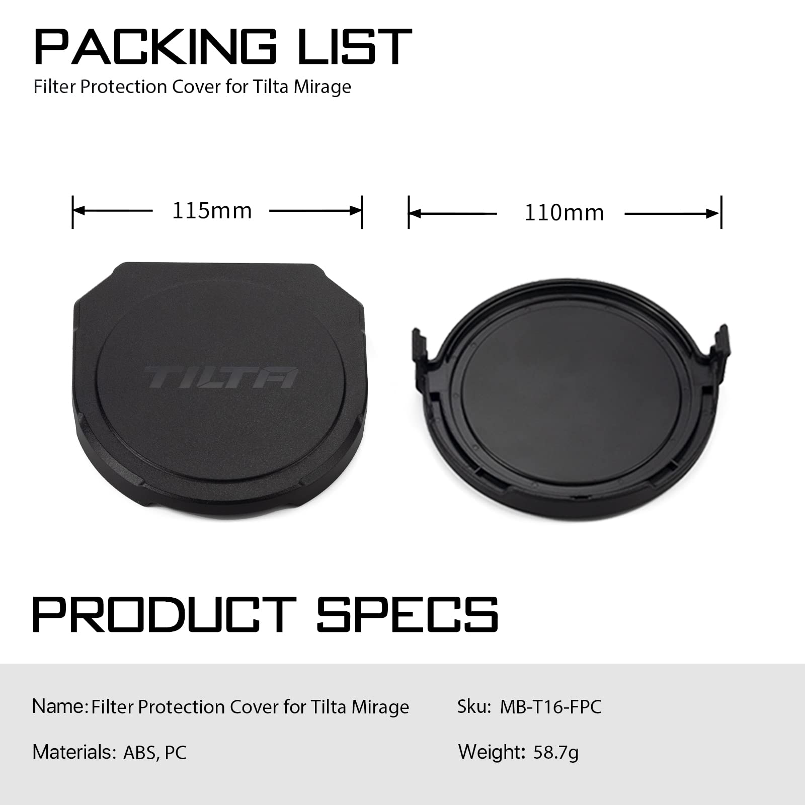 Tilta Housse de protection pour filtre Mirage MB-T16-FPC