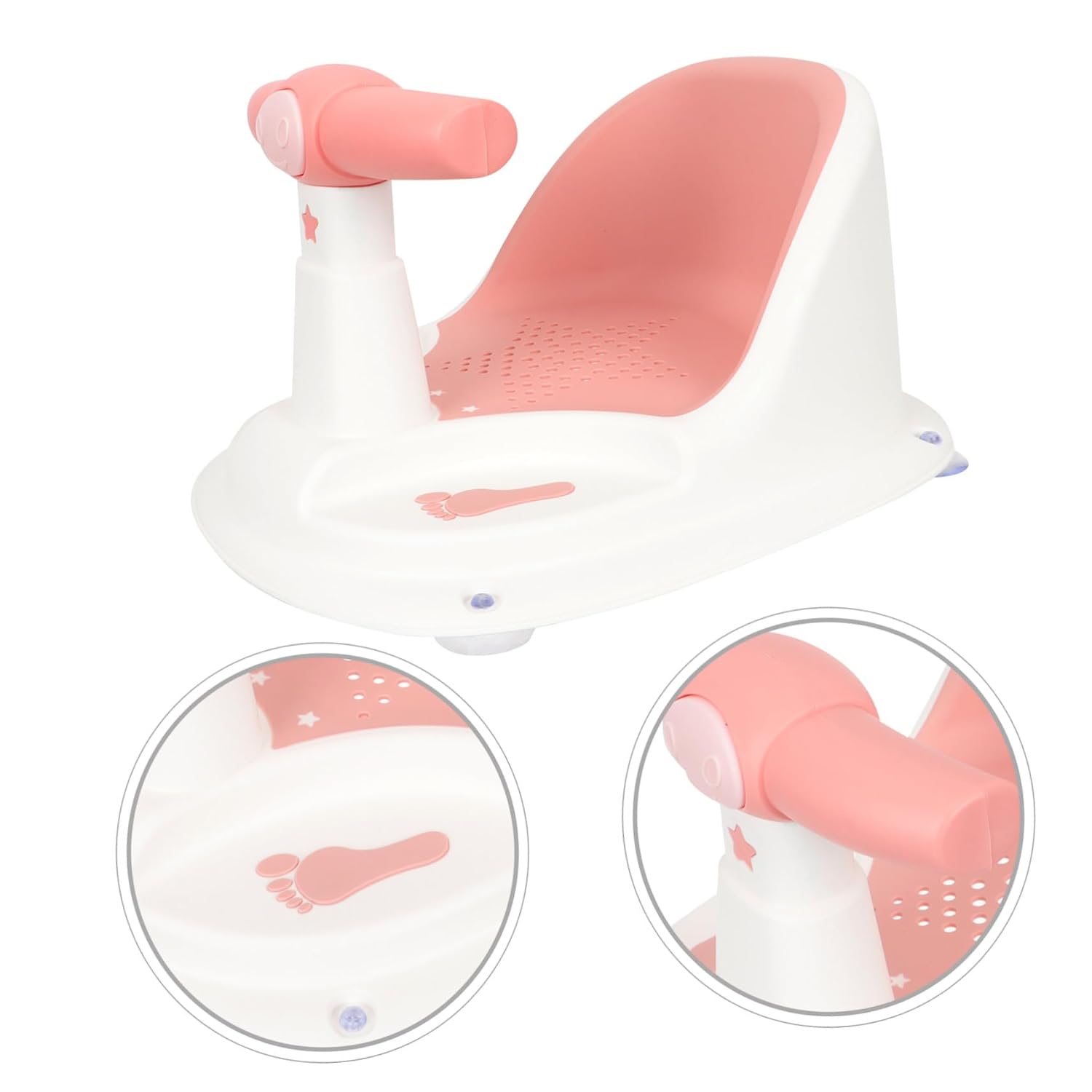 Bath Seat for Months Non-Slip Sit-up Tub Chair with Stable Suction Cups for Safe Bathing Feeding and Haircuts Smooth Edges in Pink