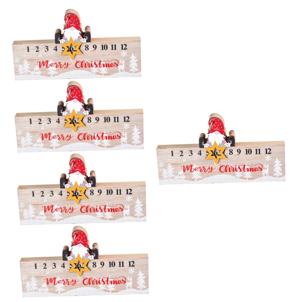 TOPBATHY 5 Pz Addobbi Natalizi Calendari Dell'avvento Di 12 Giorni Decorazione Festiva Per Le Vacanze Decorazioni Natalizie Per Il Conto Alla Rovescia Centrotavola Natalizi Di Legno