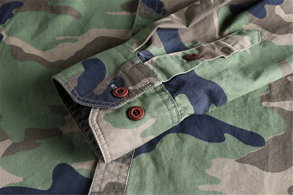 Vsadsau Camo1 Chemise cargo pour homme en plein air, randonnée, sport, militaire, décontracté, poche