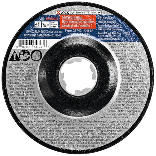 BOSCH GWX27LM450 4-1/2 In. x 1/4 In. X-LOCK Metal Grinding Abrasive Wheel 30 Grit Compatible with 7/8 In. Arbor Type 27 for Applications in Metal Grinding - image 1