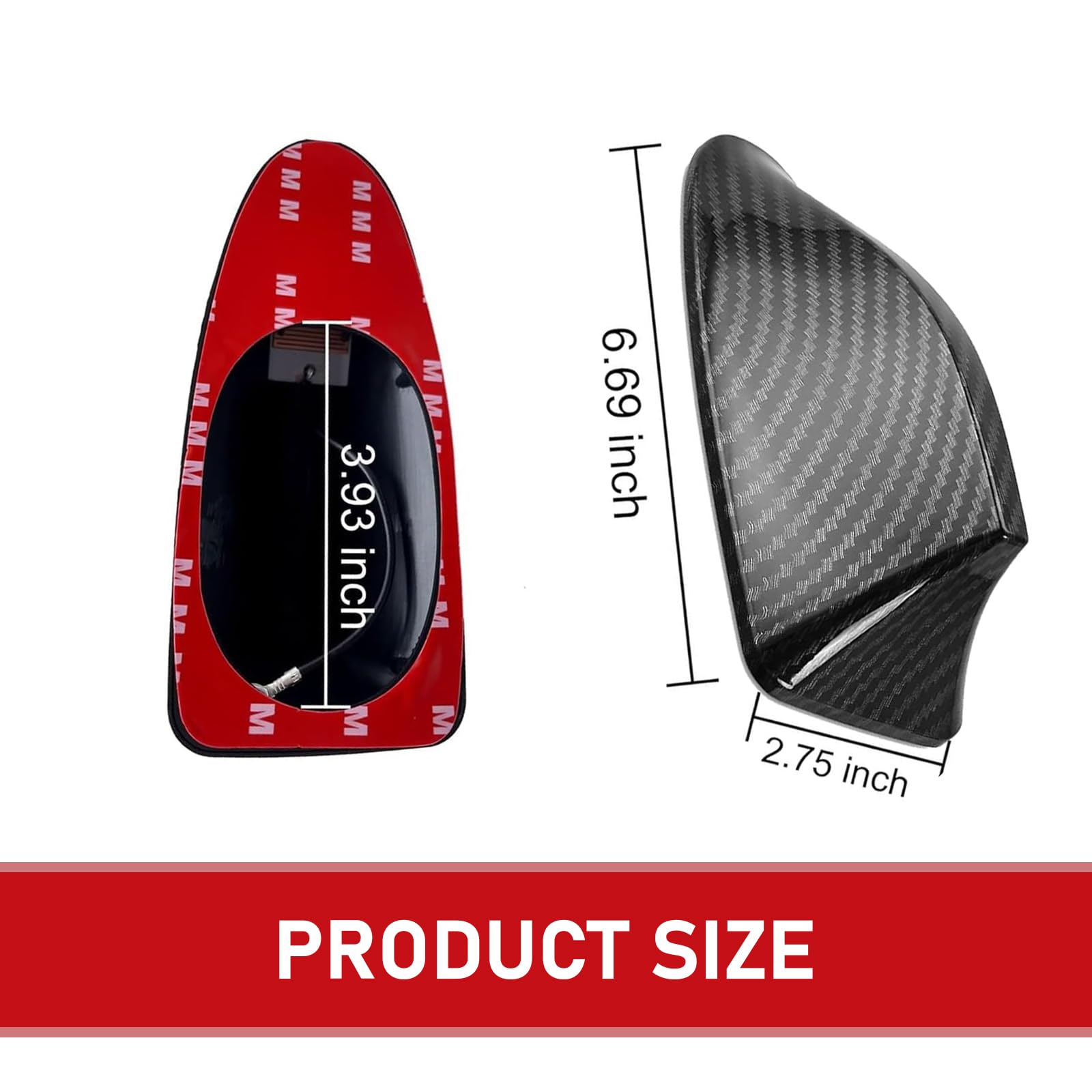 getfay 1 PC Car Shark Fin Antenna, Signal Enhancement Reduce Wind Drag Roof Tail Decoration, No Punching Paste Installation Antenna, Universal for Car Modification Accessory (Carbon Fiber Black)