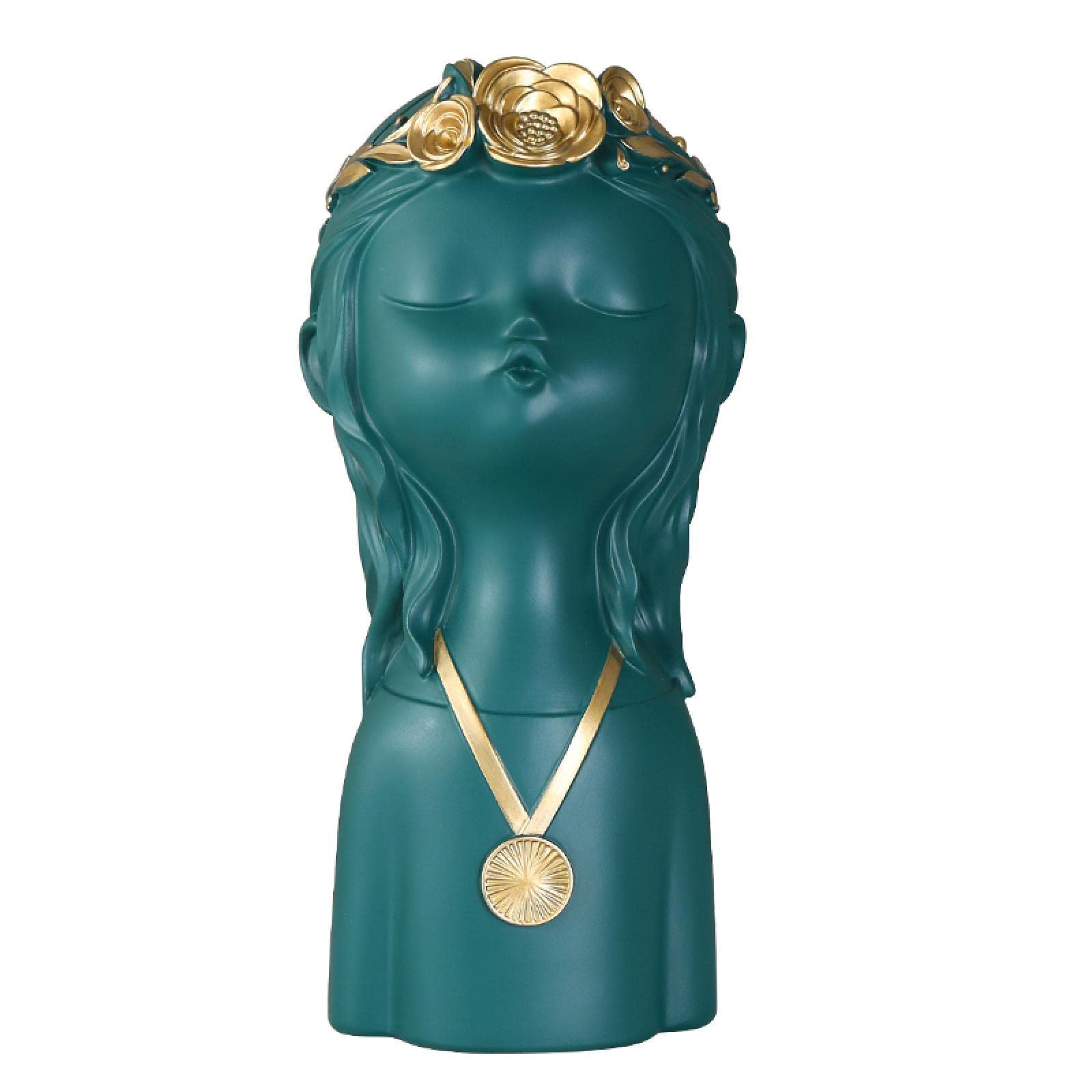 Statue petite fille verte deco pour combler un meuble vide de salon