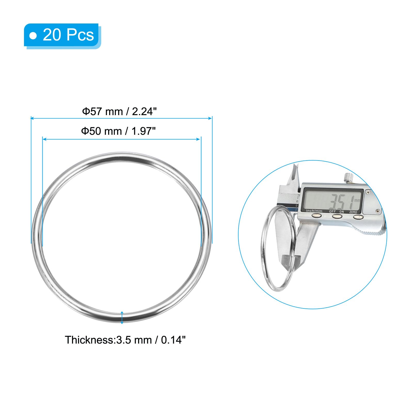 PATIKIL Metal O Rings 50mm / 2" - Image 2