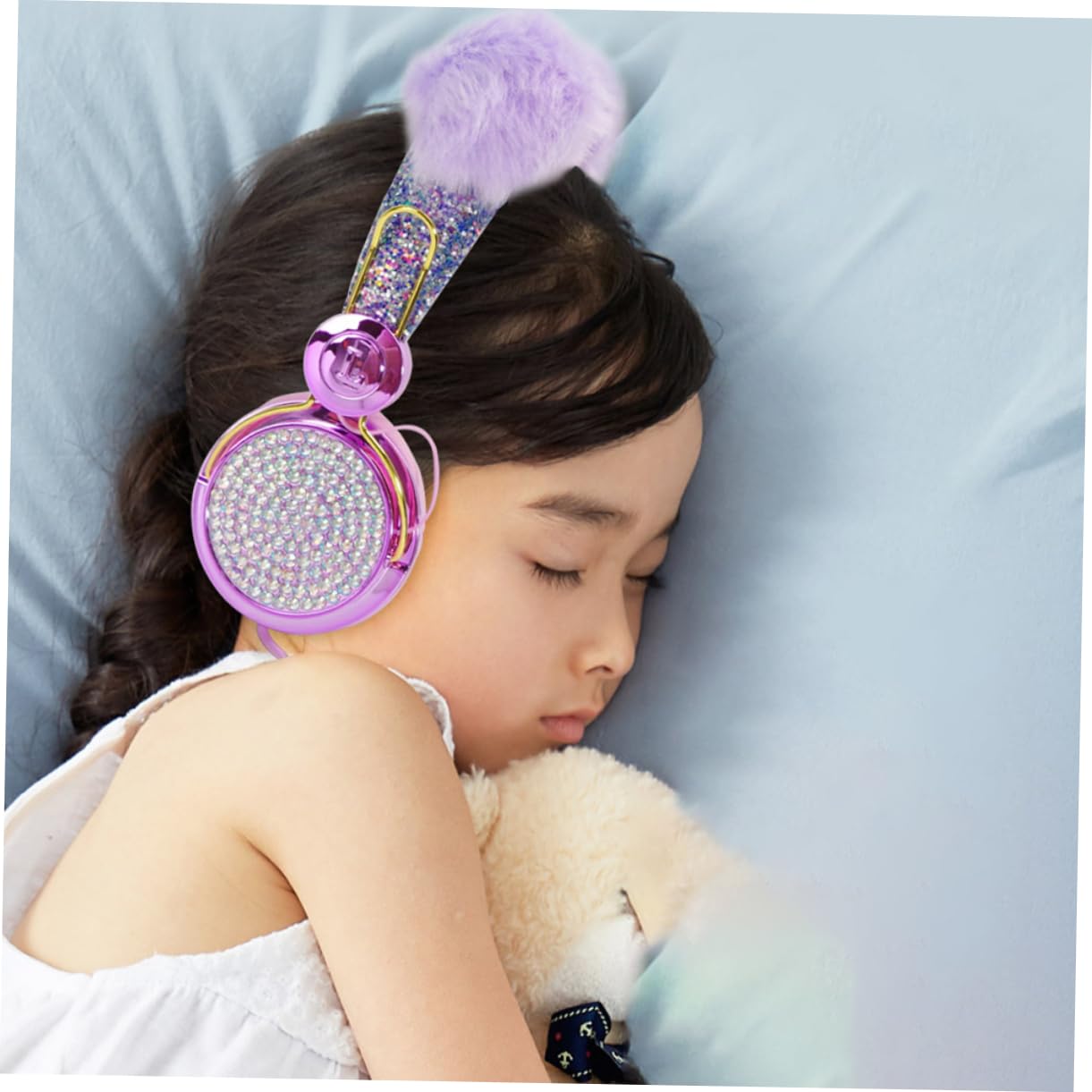 jojofuny 2stücke Kinderkopfhörer Mit Glitzer Und Flauscheball Verstellbares Design Für Jungen Und Mädchen Mit Mikrofon Lautstärkebegrenzung Für Reisen Und Täglichen Gebrauch