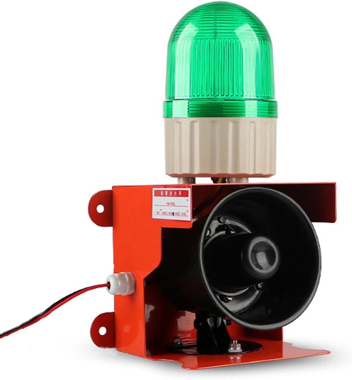 Industrial Sound and Light Alarm Siren,Security Warning Lamp Horn Tower,120dB Loud Horn, LED Strobe Light for Factories, Terminals, Security Home Alarm (Green 220v)
