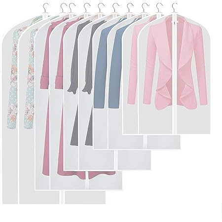 Amazon 洋服カバー 衣類収納カバー 防水 防虫カバー スーツカバー 3枚セット 繰り返す使用可能 透明 厚手 便利 ロングサイズ コート ワンピース ドレス 収納用品 ファスナー 3枚 60 80cm 衣類カバー オンライン通販