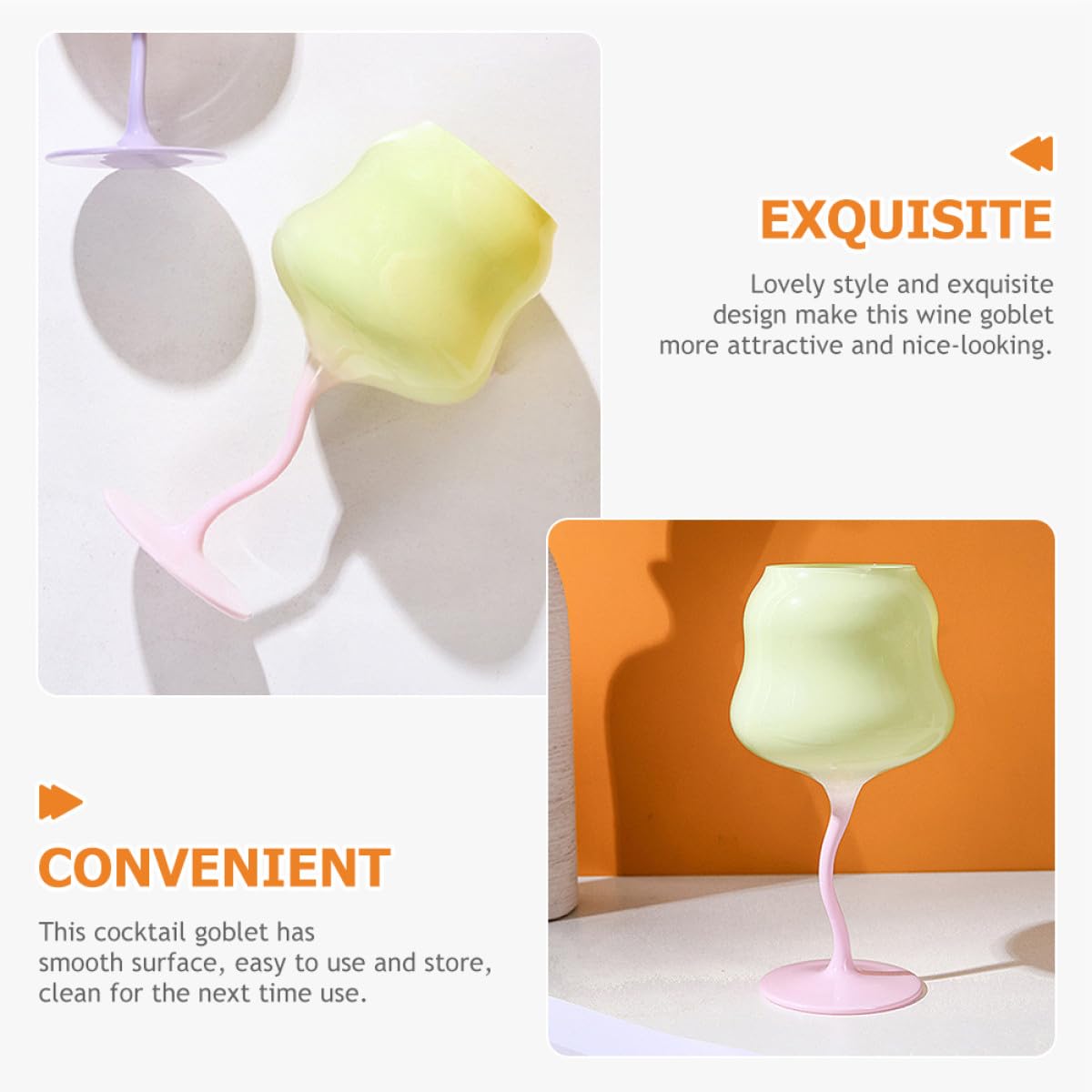 Luxshiny Bicchiere da Vino Creativo in Cristallo Leggero Superficie Liscia, Design Unico e Stile Elegante per Feste e Decorazioni Casalinghe