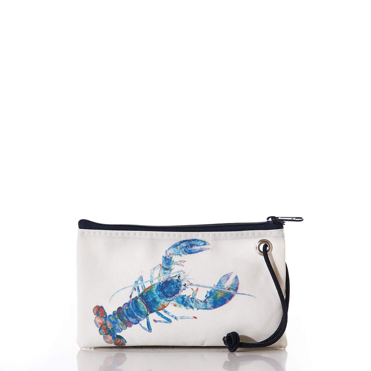 Sea Bags Recycled Sail Cloth Multicolor Lobster Wristlet Zip Top Wristlet Clutch Zippered Wallet with Strap