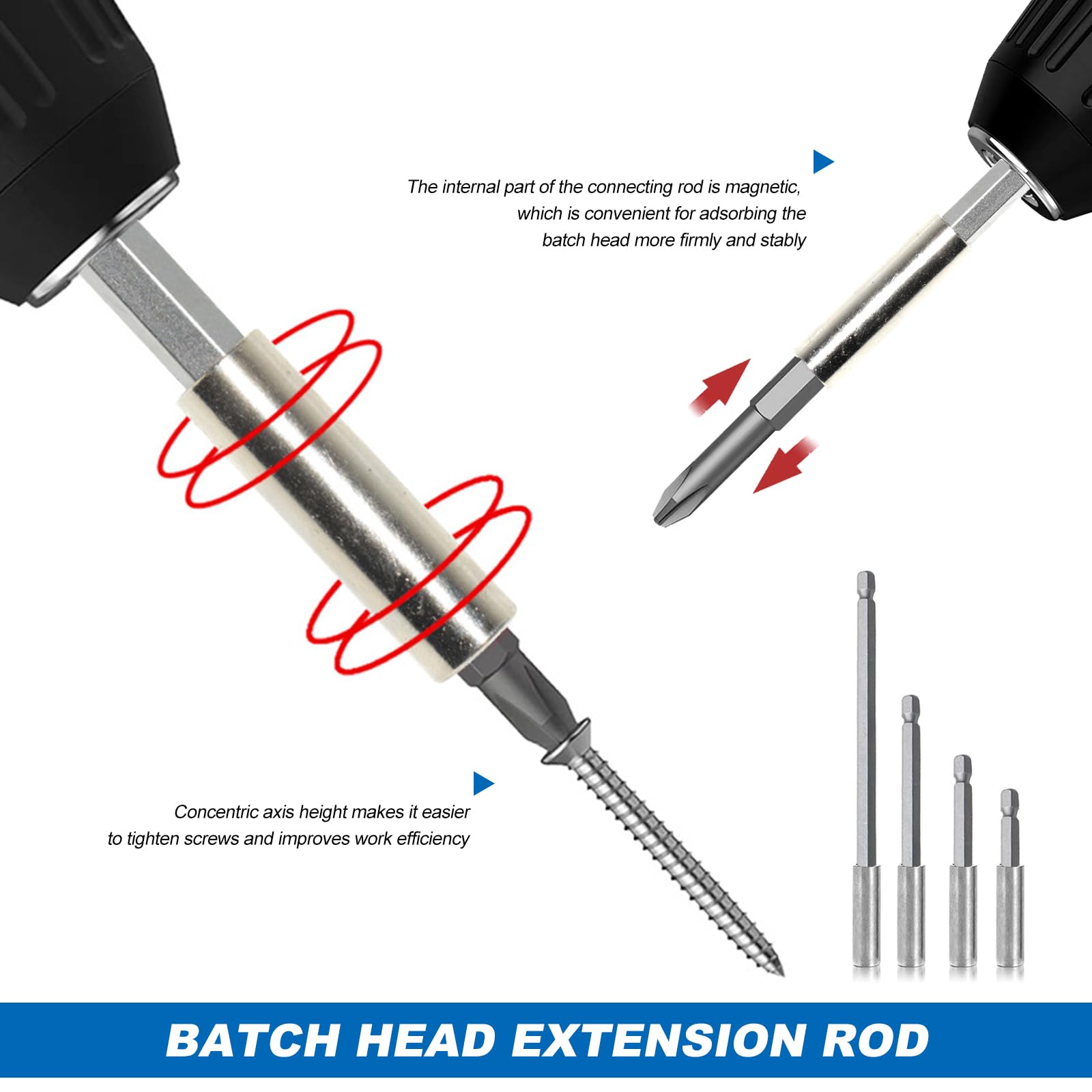 Magnetic Drill Bit Extension Holder, 60mm 75mm 100mm 150mm Magnetic Screwdriver Bits Holder with 1/4" Hex Shank for Screwdriver Drill - Image 4