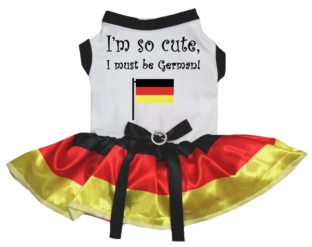 Petitebella I Am So Cute I Must Be German Puppy Dog Dress (White/Germany, Medium)