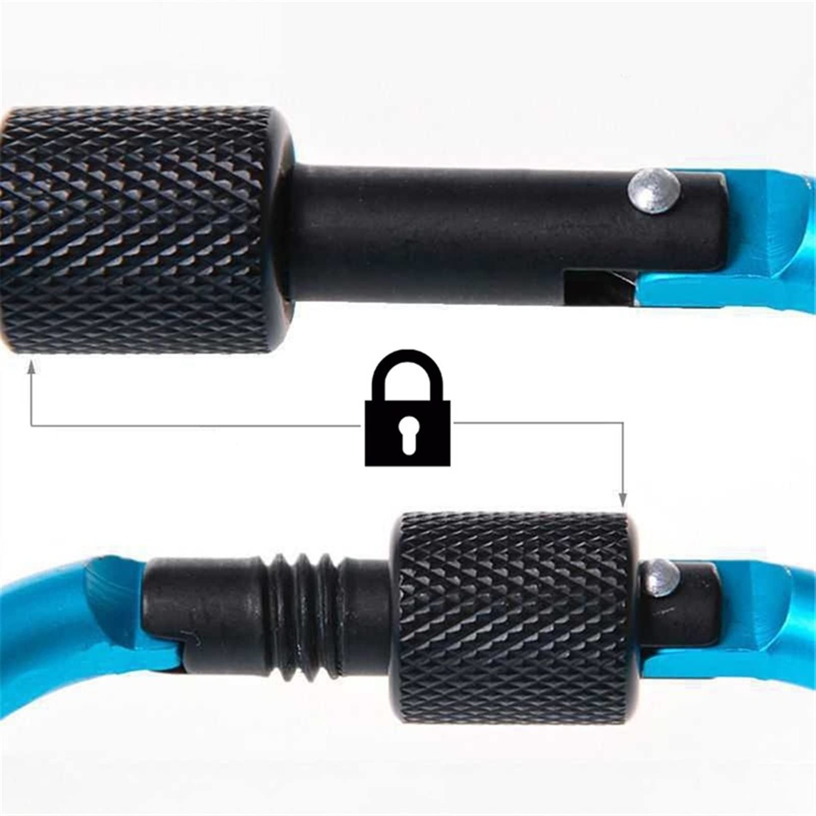 Karabiner, Outdoor Camping Wandern Gürtelschnalle Farbe Aluminiumlegierung D-Typ Knopf Schraubverschluss Überleben Sicherheit Karabiner Kette Schlüsselanhänger Haken