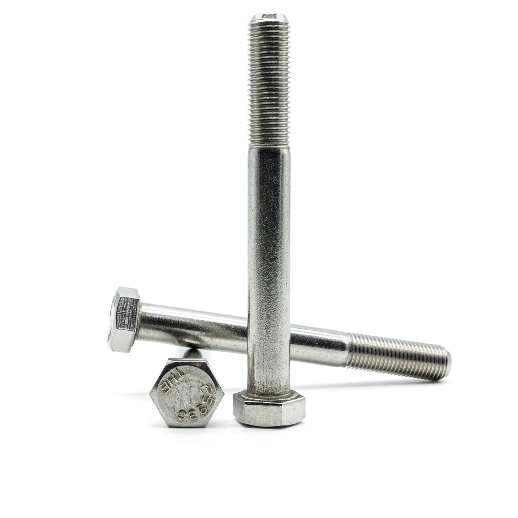 Hippo Hardware (1/4" X 2" - 28 TPI) UNF Hex Hexagon Head Fine Thread Bolts Imperial A2 Stainless Steel (Pack of 10)
