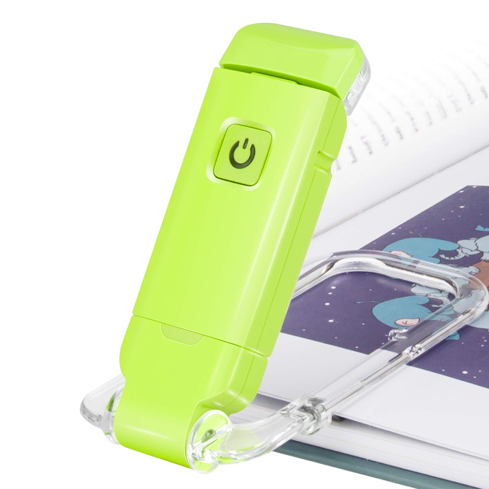 BIGLIGHT Amber Book Reading Light, LED Clip on Book Lights, Reading Lights for Books in Bed, Small Book Light for Kids, USB Rechargeable, 2 Brightness Adjustable for Eye Protection, Green