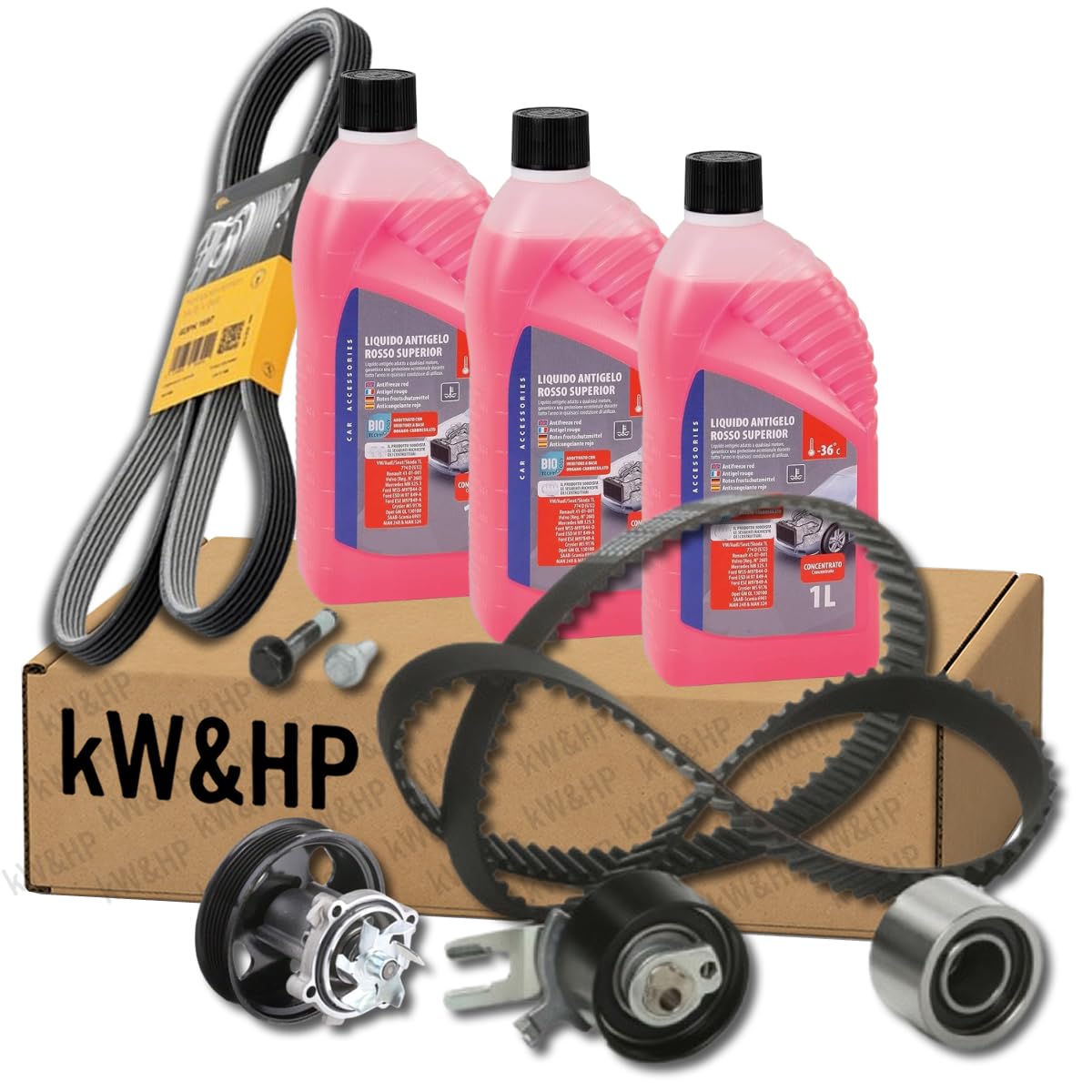KIT DISTRIBUZIONE COMPLETO DI POMPA ACQUA, CINGHIA SERVIZI ED ANTIGELO ***IN OMAGGIO*** PER CAPTUR CLIO IV KADJAR 1.5 DCI