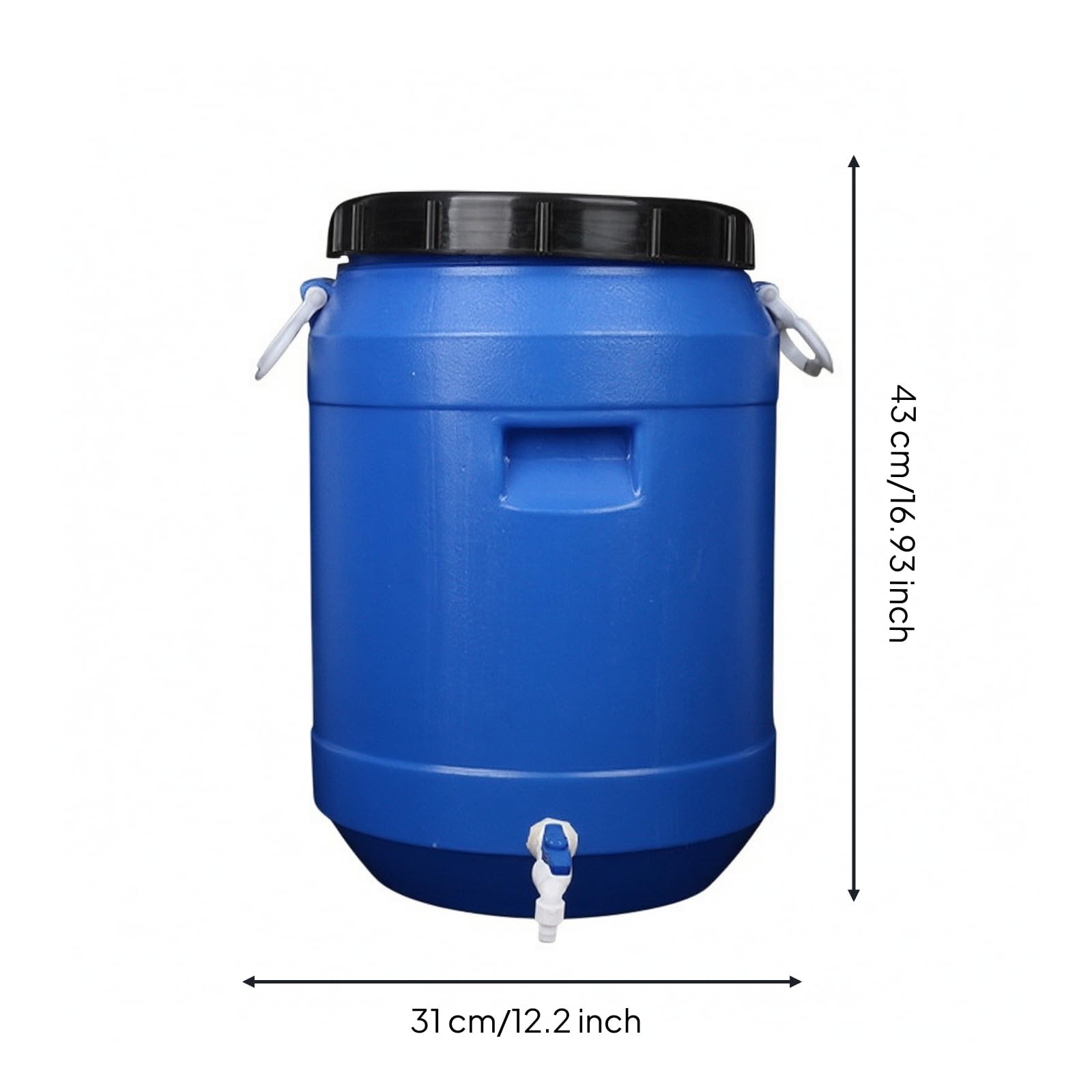 kowaku Barril HDPE Alimentario con Grifo | No Tóxico, Bidón HDPE calidad alimentaria Alimenticio, Multiusos, Connedor Cilíndrico Plástico con Tapa Hermética, Estilo D
