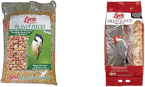 Lyric Peanut Pieces - Semilla para pájaros silvestres, sin desperdicio, 15 libras, bolsa y fruta y nuez semillas de aves silvestres, mezcla de