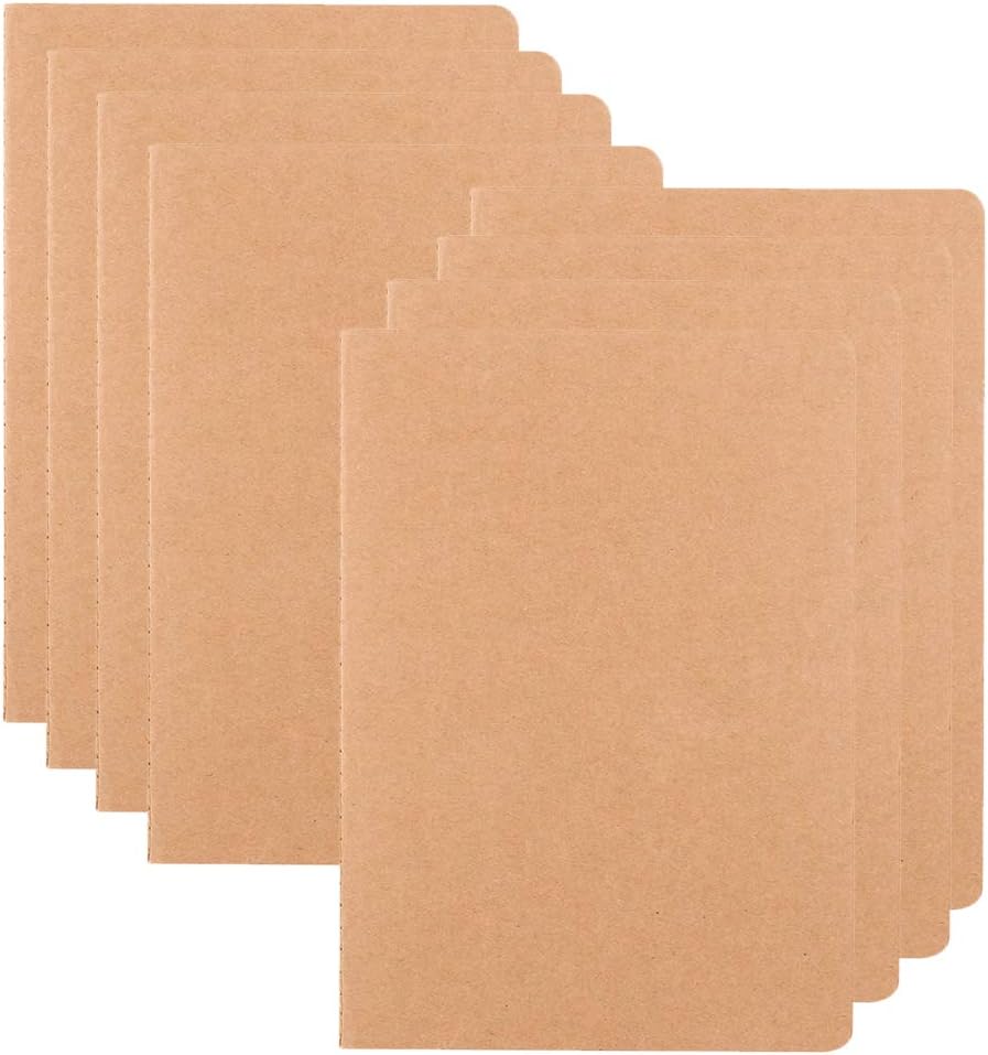 Notebooks/Journals Bulk of 8, Soft Kraft Cover Memo Notepads Diary Subject Notebooks Planner with Lined Paper, College Ruled, 30 Sheets/60 Pages, 8.3x5.5 inch, A5 Size, Travel Journal Set
