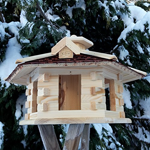 Vogelhaus Vogelhäuser Vogelfutterhaus Vogelhäuschen aus Holz Schreinerarbeit Gaube Braun sehr Groß XXL - 3