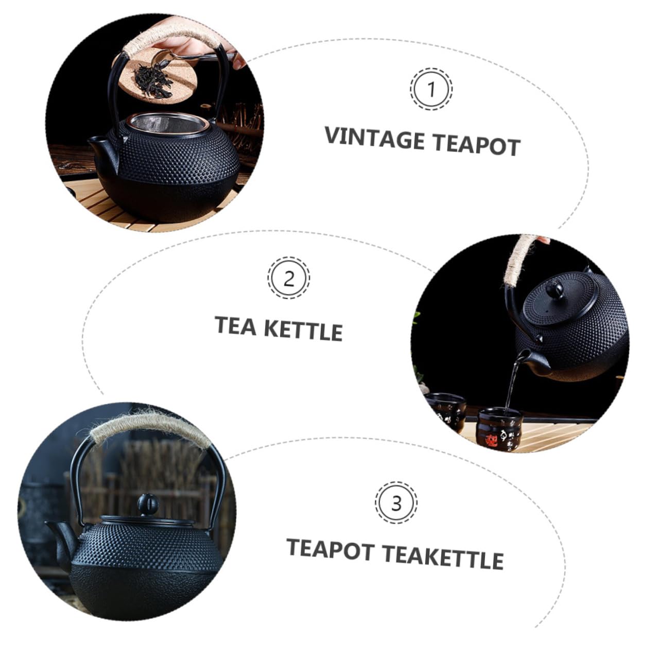 Alipis Tetera De Hierro Fundido Sin Revestimiento Tetera De Hierro Retro De Sobremesa Vintage Para Infusiones De Té