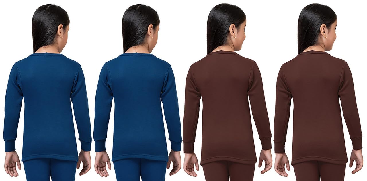 Girls Blended Cotton Thermal Round Neck Full Sleeves Inner Top Winter Wear for Kids and Baby (Pack of 4) (13 Years to 14 Years) (BLBLBRBR) 3
