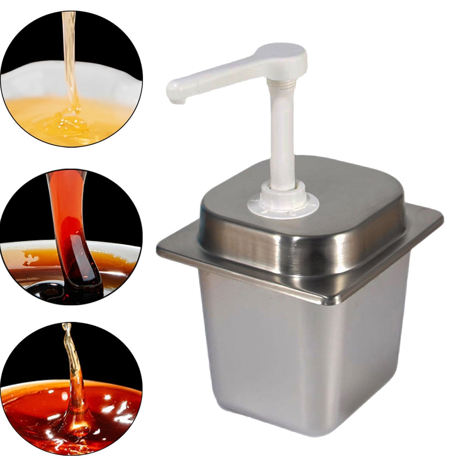 Bothyi Condiment Pump Bottle Sauce Dispenser Pump 2.3L Hand Press Condiment Tool Salad Syrup Bottle with Pump for Bar, Kitchen, 30cc