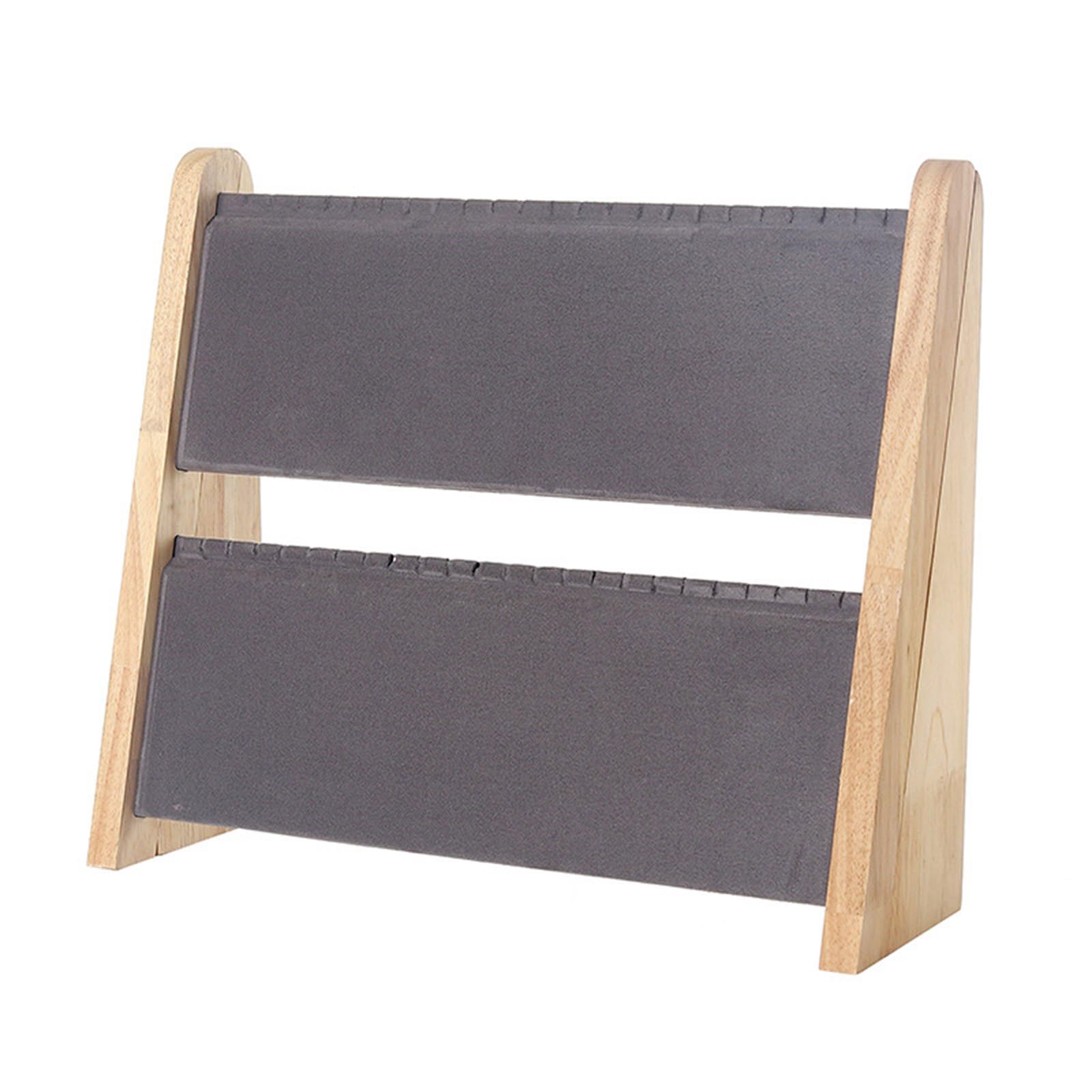 Buxuaaaa Wood Jewelry Display Stand Necklace Holder with Double Layer Velvets Designs Necklace Rack for Home or Shop Use Jewelry Stand