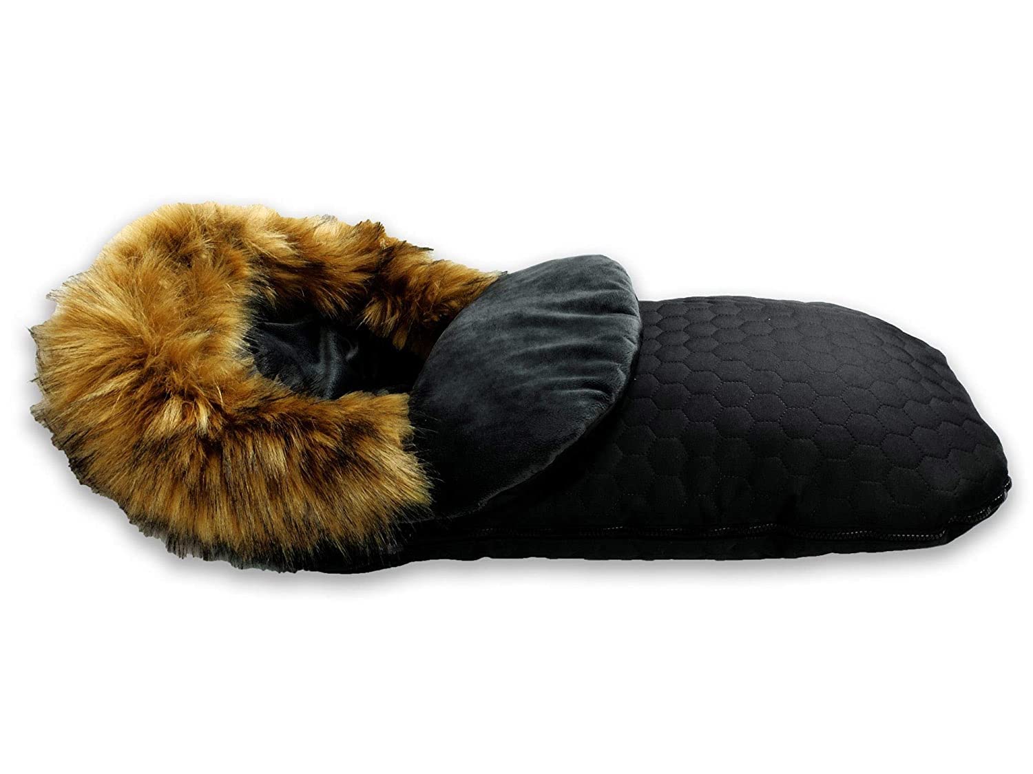 Winter Herbst Fußsack für Kinderwagen Babyschale Schlittensack Baby Fußsack Kuschelsack Winterfußsack 48 x 90 cm (Schwarz-Braun)