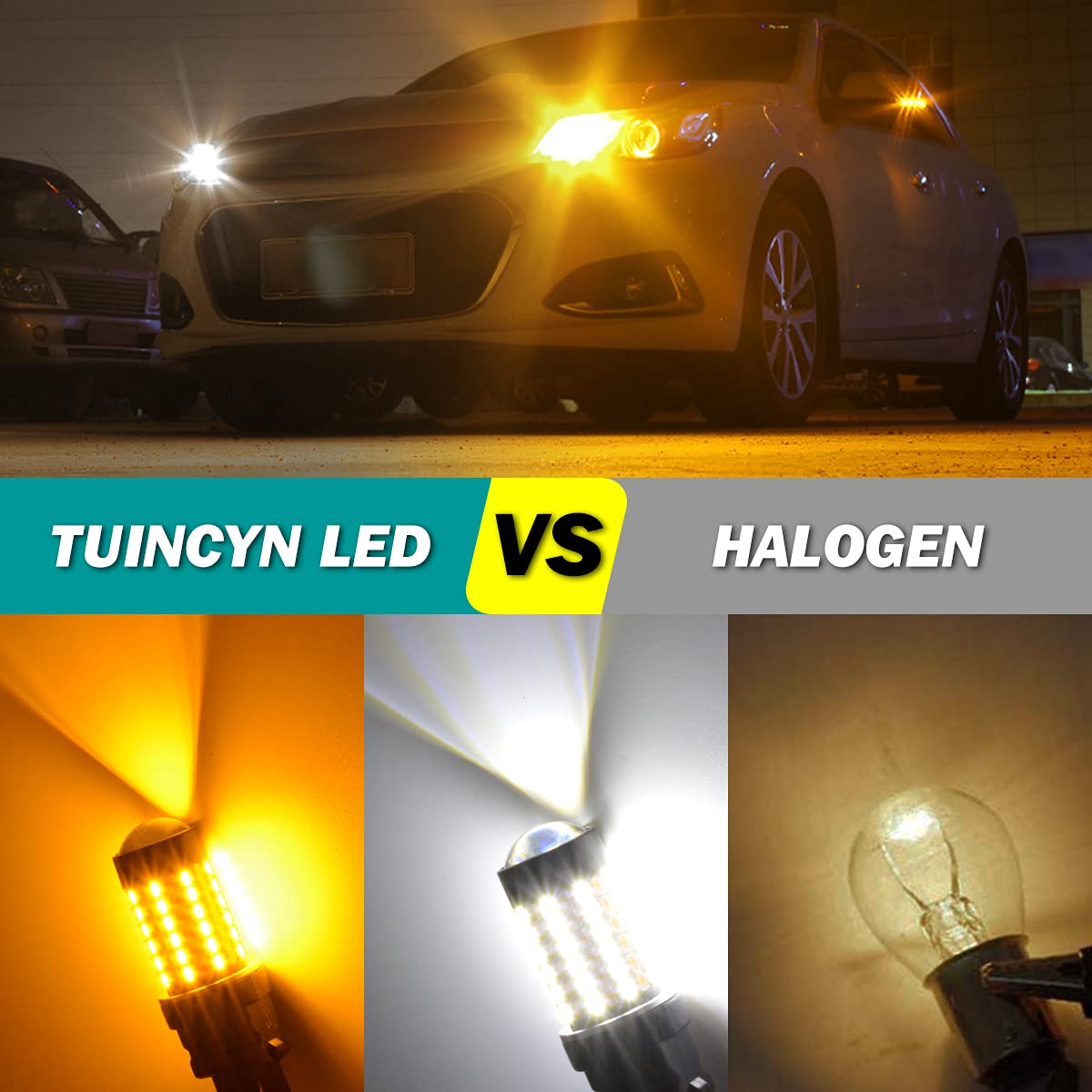 TUINCYN 1157 BAY15D żarówki LED do wskaźników kierunku Switchback CANBUS z rezystorami Biały/Bursztynowy Dwukolorowe wskaźniki kierunku z wyjątkowo wysoką jasnością 120-EX Chipsety 1016 1034 7528 2057
